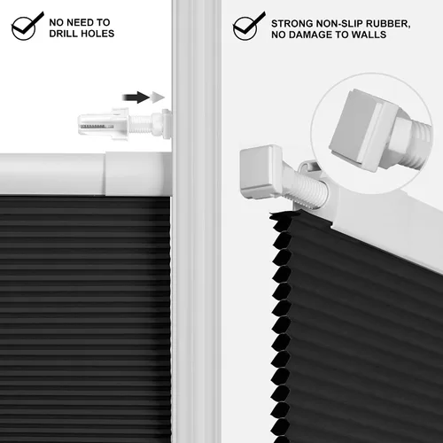 Vista 2 de Persianas sin herramientas sin taladrar para ventanas, persianas celulares opacas modernas, sin cordones, persianas de panal de abeja, fáciles