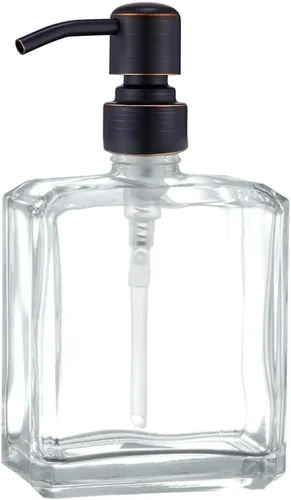 Vista 18 de Amber Glass Soap Dispenser,17oz, Black Pump Refillable, 304 Stainless Steel Pump, Liquid Hand Soap Dispenser, Bathroom Kitchen Sink Vanity