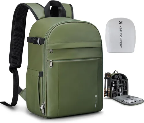 Vista 11 de K&F CONCEPT Mochila ligera para cámara, bolsa de fotografía profesional compatible con cámaras Canon/Nikon/Sony y accesorios para lentes, funda