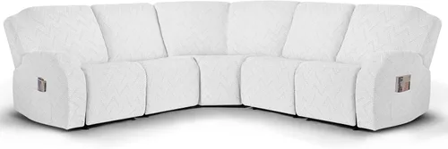 Vista 10 de Fundas de sofá modular de gran tamaño en forma de L para sofá reclinable de 5 asientos, fundas seccionales lavables y suaves extra grandes con Negro