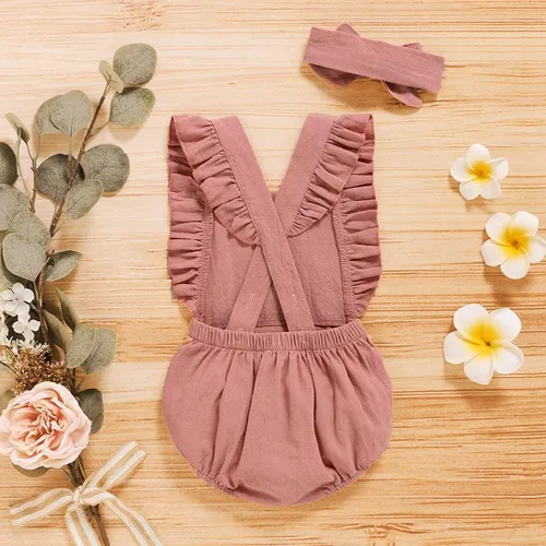 Vista 4 de Shalofer Traje de primer cumpleaños para bebé niña con diadema