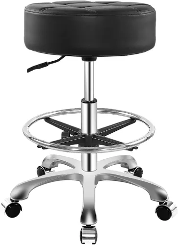 Vista 13 de Ainilaily Taburete con ruedas, cojín grueso resistente para esteticista, silla hidráulica para trabajo, médico, tatuaje, sala de oficina, (negro)