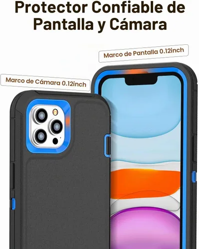 Vista 4 de Funda diseñada para iPhone 11 Pro Max [protección resistente 3 en 1 de cuerpo completo] con 2 protectores de pantalla, funda protectora resistente