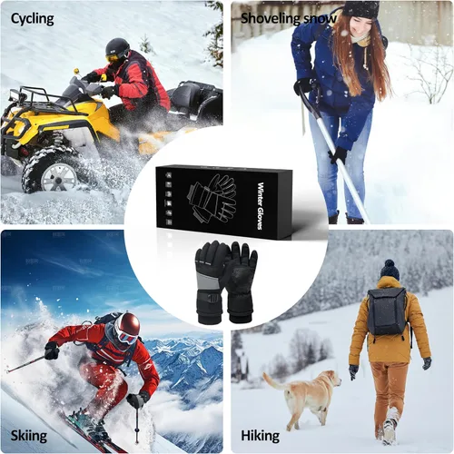 Vista 7 de Guantes de invierno para hombres y mujeres, guantes cálidos con pantalla táctil, adecuados para esquí, conducción, ciclismo, senderismo, clima frío