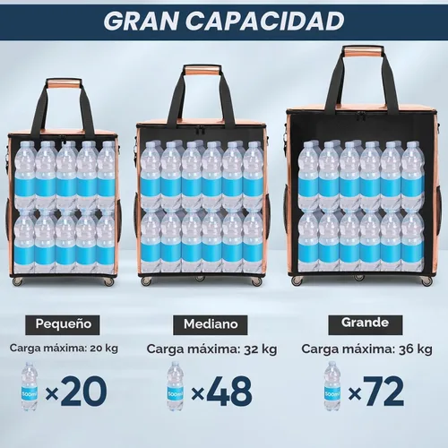 Vista 8 de BALEINE Bolsa de comestibles reutilizable sobre ruedas, bolsa de asas