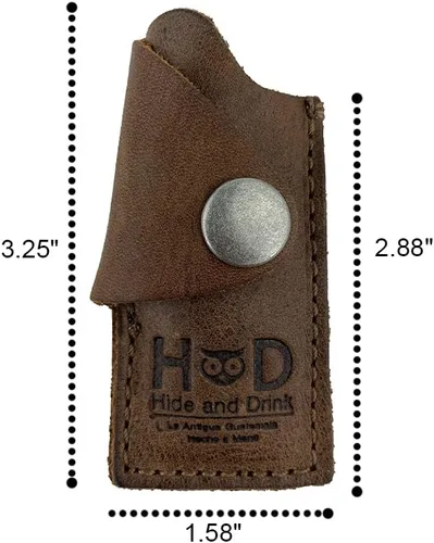 Vista 6 de Hide & Drink, Funda protectora para encendedor de cuero rústico hecha a mano (marrón borbon)