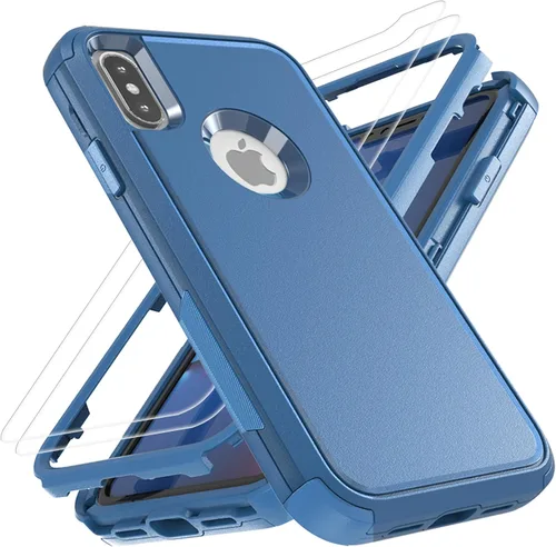 Vista 14 de YmhxcY Funda para iPhone X, iPhone Xs, a prueba de golpes, a prueba de caídas, a prueba de polvo, 3 capas, duradera, funda de teléfono de protección