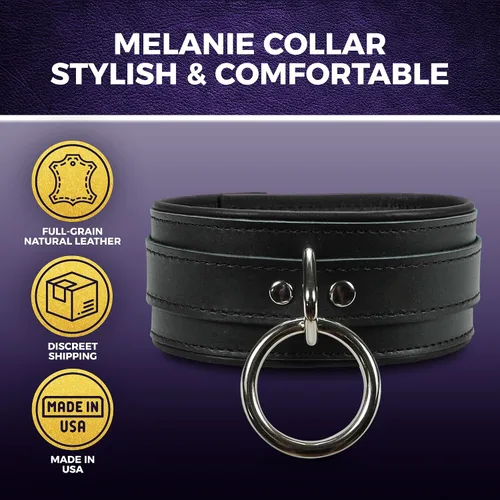 Vista 2 de Melanie Collar Latigo Leather Lambskin O-Ring Handmade Padded Leather Collar