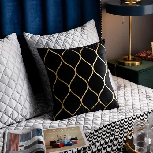 Vista 8 de DEZENE Fundas de almohada de terciopelo dorado de 16 x 16 pulgadas: paquete de 2 fundas de almohada cuadradas decorativas para dormitorio, sofá