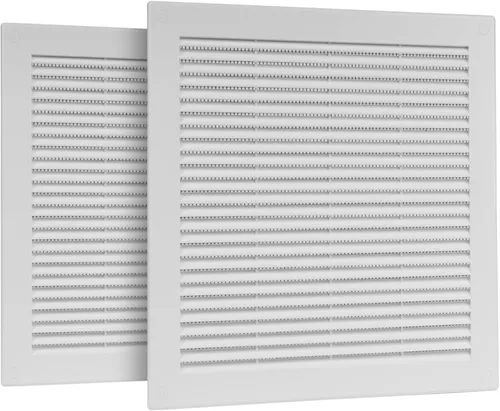 Vista 11 de Paquete de 2 cubiertas cuadradas de ventilación de aire de 4" x 4" (tamaño exterior) - Deflector de ventilación de plástico negro - Malla