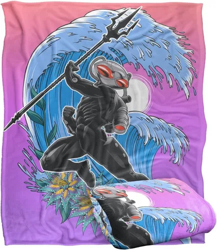 Vista 7 de Aquaman and The Lost Kingdom - Manta de 36 x 58 pulgadas, manta negra con ondas, tacto sedoso, súper suave