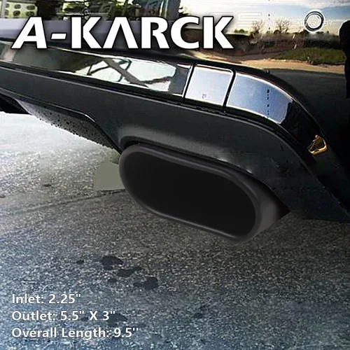 Vista 6 de A-KARCK Punta de Escape Cuadrada con Entrada de 2.25", Tubo de Escape Rectangular con Revestimiento Negro 3" x 5.5" Salida, 9.5" de Largo, Diseño