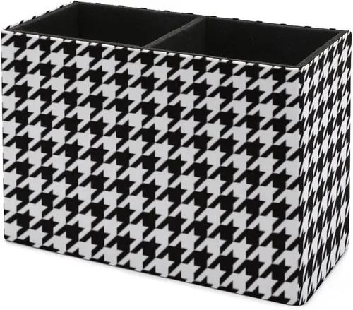 Vista 6 de Niapessel Soporte para lápices para escritorio, pata de gallo en blanco y negro, organizador de bolígrafos de escritorio, organizador de lápices