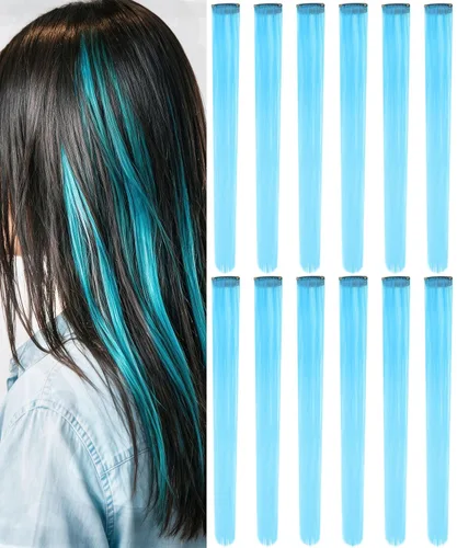 Vista 15 de 12 extensiones de cabello negro con clip para mujeres adolescentes 12 piezas - negro
