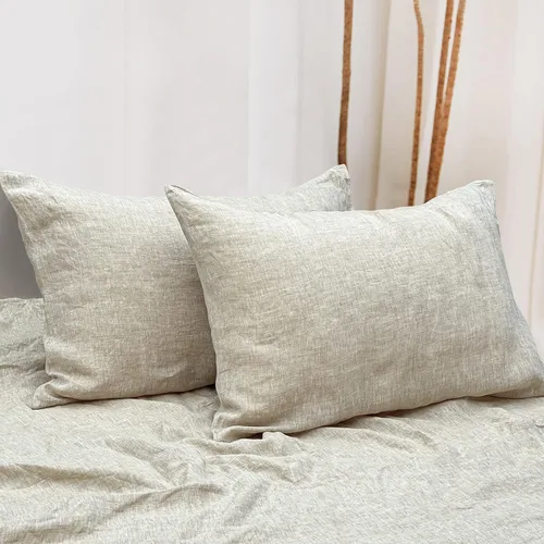 Vista 15 de NTBAY Fundas de almohada de lino francés – Teñidas con hilo, paquete de 2, fundas de almohada estándar de 100% lino, fundas de almohada lavadas