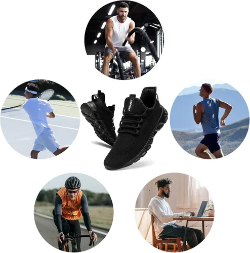 Vista 7 de QIJGS Zapatos deportivos de correr para hombre, para gimnasio, tenis, atléticos, de malla, ligeros, deportivos, a la moda, para entrenamiento