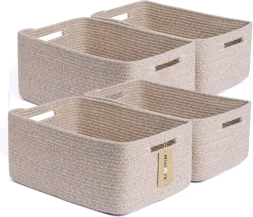 Vista 22 de MiniArk Cestas grandes de almacenamiento para estantes, organizadores de armario, para ropa, manta, toallas, guardería, caja de juguetes, cestas