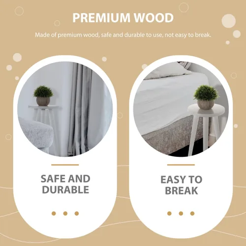 Vista 9 de Soporte de madera para plantas de 17.12 pulgadas, soporte para macetas con soporte estable de 3 puntos, exhibición de jardín para interiores