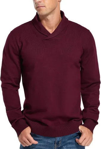 Vista 2 de NITAGUT Suéter casual de manga larga con cuello de chal para hombre