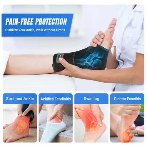 Vista 2 de NeoTium - Tobillera para mujeres y hombres con paquete caliente y frío, envoltura de compresión ajustable para esguince de tobillo, tendinitis