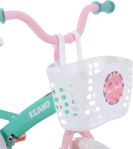 Vista 6 de KEANO Voyager 10 12 Inch Kids Bike for Boys and Girls Ages 1-4 Years, Toddler Bike with Training Wheels & Basket, Detachable Parent Push Handle