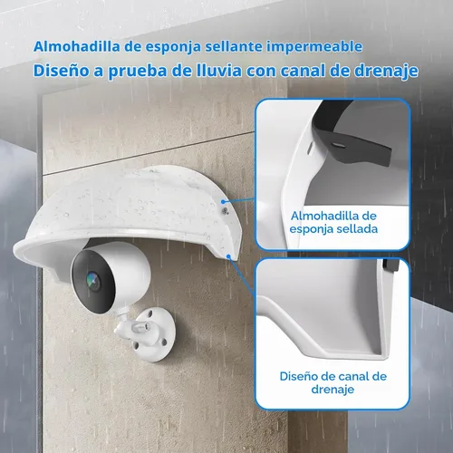 Vista 3 de Paquete de 3 cubiertas universales para cámara de exterior, protección contra el sol y la lluvia, para anillo nido, cubierta protectora de plástico