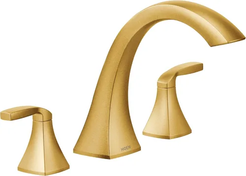 Vista 4 de Moen T693ORB Voss - Kit de moldura de grifo de bañera romana con 2 manijas para montaje en cubierta, requiere válvula, bronce aceitado
