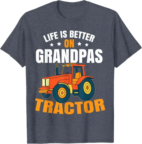 Vista 98 de Life Is Better On Grandpas Tractor Kids Farm Tractor Boy Camiseta, Negro