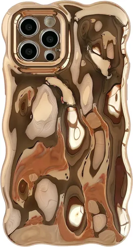Vista 16 de Caseative Patrón de ondas onduladas de agua, color caramelo, suave, compatible con iPhone (azul, iPhone 12 Pro)