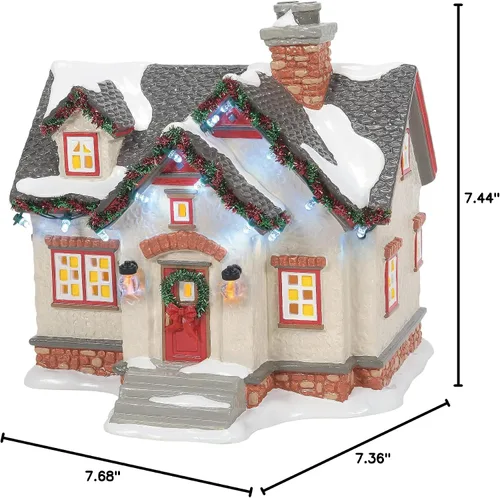 Vista 7 de Department 56 Ceramic Snow Village The Peanuts House Lit - Juego de construcción y accesorios, 7.44 pulgadas, multicolor