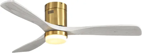 Vista 21 de CACI Mall Ventiladores de techo inteligentes de madera de 52 pulgadas con luces y control remoto, 3 cuchillas, perfil bajo, moderno, compatible