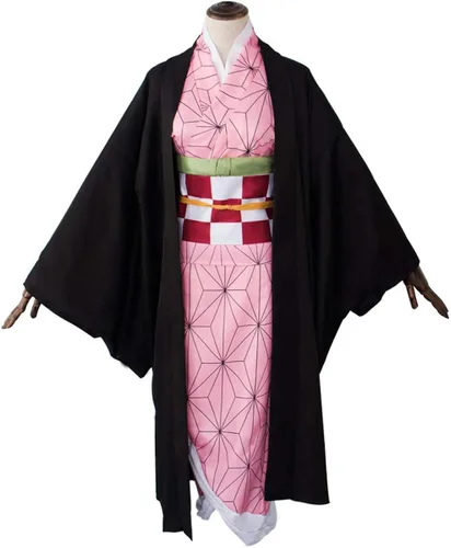 Vista 2 de Rickem Nezuko - Disfraz de cosplay japonés de anime kimono, disfraz de Halloween