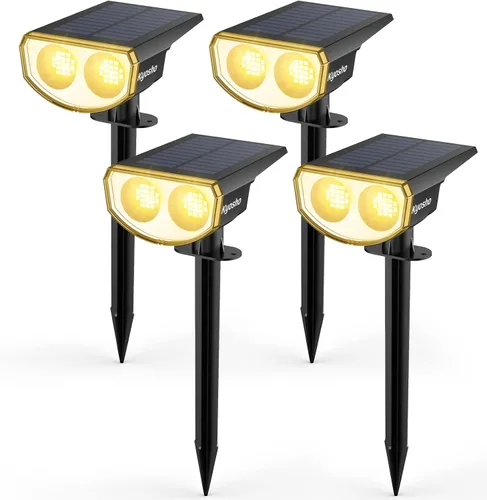 Vista 3 de Kyosho Luces solares que cambian de color al aire libre, 38 LED RGBW impermeables, luces solares de paisaje con 9 modos de iluminación, foco