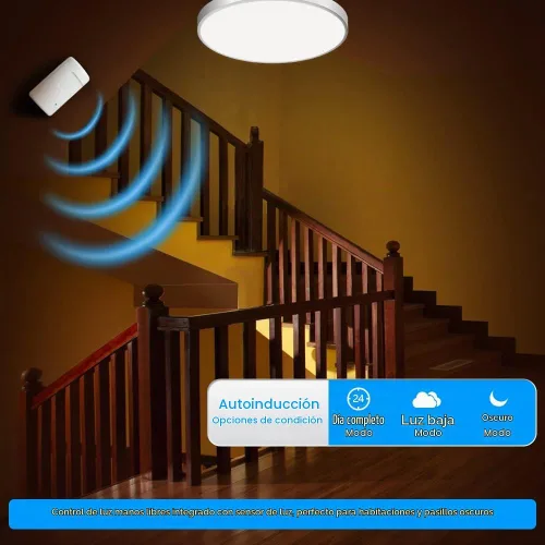 Vista 3 de Control de luz activado por movimiento enchufable mejorado, juego de detector de movimiento inalámbrico y enchufe Souphran, sin cableado, rango