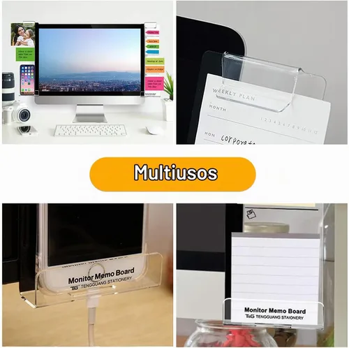Vista 3 de Tableros de notas para monitor para computadora, juego de 2 (izquierda y derecha) multifunción de acrílico para recordatorio, panel lateral, soporte