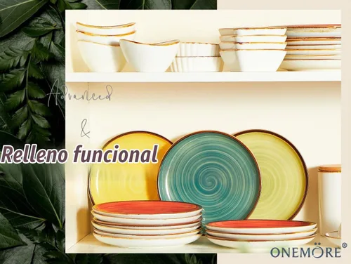 Vista 7 de Platos de cena de porcelana ONEMORE de 8.5 pulgadas, platos de postre y ensalada de cerámica con salpicaduras, juego de 4 platos para servir, aptos