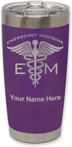 Vista 11 de LaserGram Vaso aislado al vacío de 20 onzas, medicina de emergencia, grabado personalizado incluido (gris) Engraved Gift for Doctors, Vacuum