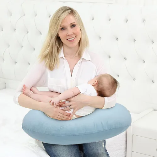 Vista 8 de LAT - Almohada de lactancia para lactancia materna, funda extraíble 100% algodón, almohadas ergonómicas para lactancia materna para mamá y bebé