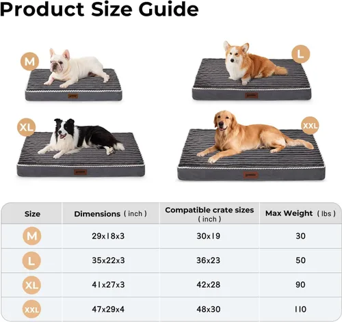 Vista 3 de ZOMISIA Cama Ortopédica para Perrera para Perros de Tamaño Grande - Cama Impermeable para Cachorros para Perrera de 36 Pulgadas con Funda de Pana