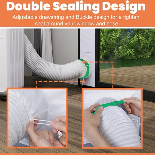 Vista 5 de GCGOODS Kit de ventilación de puerta de CA con protector de hojas de malla para aire acondicionado portátil, kit de sellado de ventana