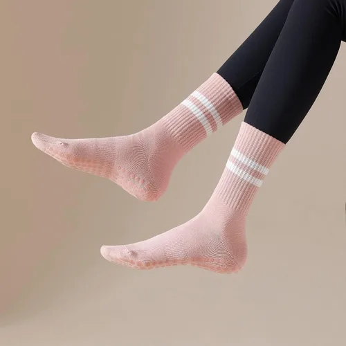 Vista 5 de Lacholin 3 pares de calcetines de yoga y pilates con empuñaduras para mujer, calcetines de algodón antideslizantes para barras, ballet, danza