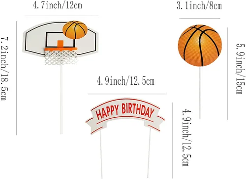 Vista 2 de Juego de 7 letras de baloncesto DIY feliz cumpleaños para niño pastel decoración de fiesta de pasteles deportes suministros de fiesta