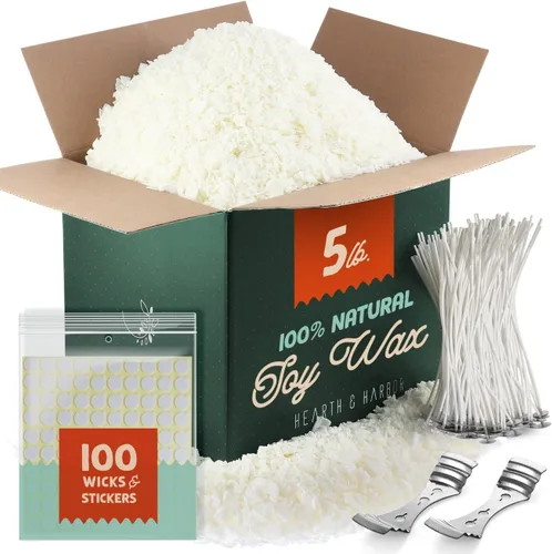 Vista 13 de Hearth & Harbor Cera de Vela de Soja Orgánica para Hacer Velas, 2 Libras de Suministros para Hacer Velas Naturales, Sin Cera de Abeja, Sin Parafina