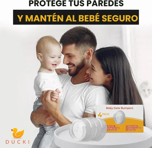 Vista 8 de Ducki - Protector de pared para puerta de bebé - Protectores autoadhesivos duraderos y reutilizables para bebés, puertas de mascotas, piezas