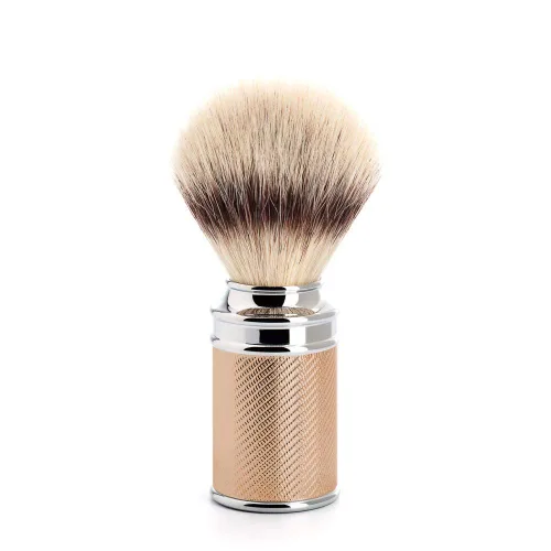 Vista 3 de MÜHLE Cepillo de afeitar tradicional de fibra Silvertip negro/cromo Accesorio de afeitado de lujo para hombres