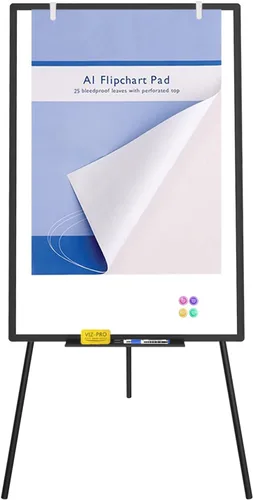 Vista 2 de VIZ-PRO Caballete magnético para pizarra blanca negro, 36 x 24 pulgadas, pizarra portátil de borrado en seco, altura ajustable para escuela, oficina
