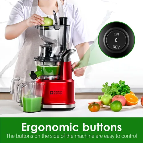 Vista 3 de Exprimidores de prensado en frío, máquina de exprimidores de masticación lenta, canal de alimentación grande y ancho de 3.26 pulgadas para frutas