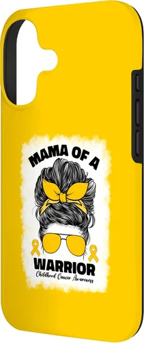 Vista 2 de Mama of A Warrior Messy Bun Mom Childhood Cancer Awareness Case for iPhone 17