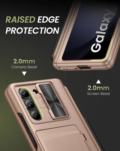 Vista 8 de Funda para Galaxy Z Fold 5 con tarjetero y protector de pantalla, soporte para bolígrafo S y cubierta de cámara deslizante y protección de bisagra
