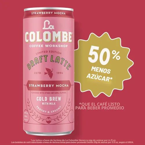 Vista 5 de La Colombe Café, café con leche de fresa y moca, latas de 9 onzas líquidas, paquete de 4